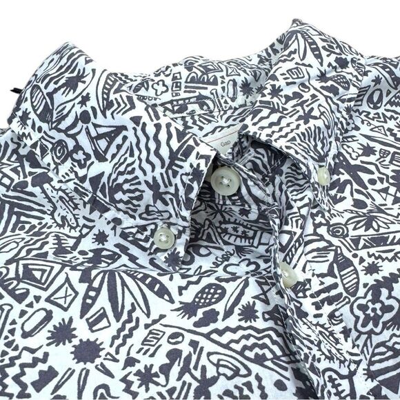 GAP Men’s White Tropical Print Button Down Live-In Casual Shirt Sz L - Picture 2 of 11